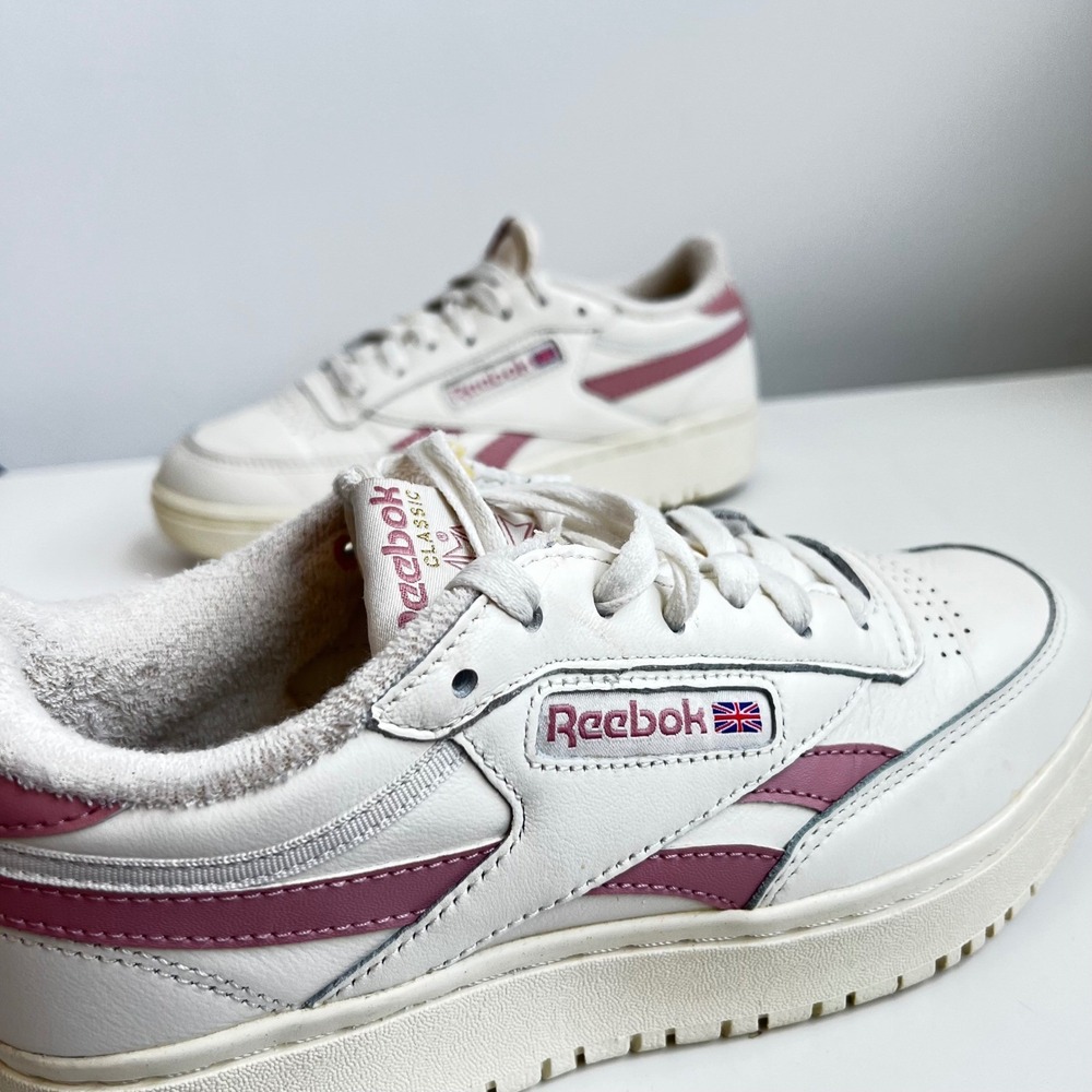 Reebok Club C Double Platform Sneakers White Pink GY4802 Womens Size 7